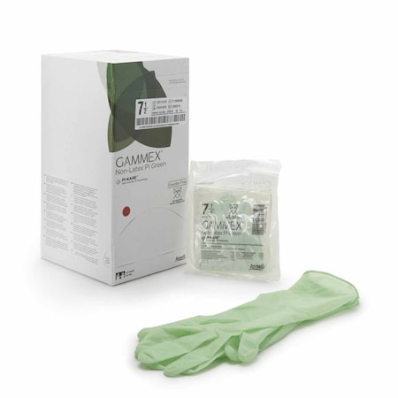 Gammex Non-Latex Pi Green Disposable Gloves, Polyisoprene, 7 1/2, 50 PK, Light Green 20685275